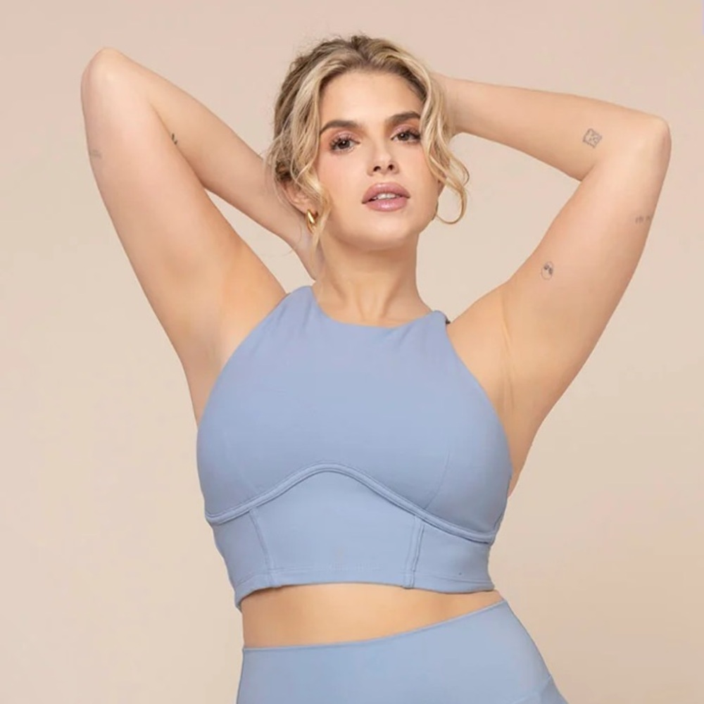 POPFLEX- Cleo Corset Crop Bralette - Blue Storm